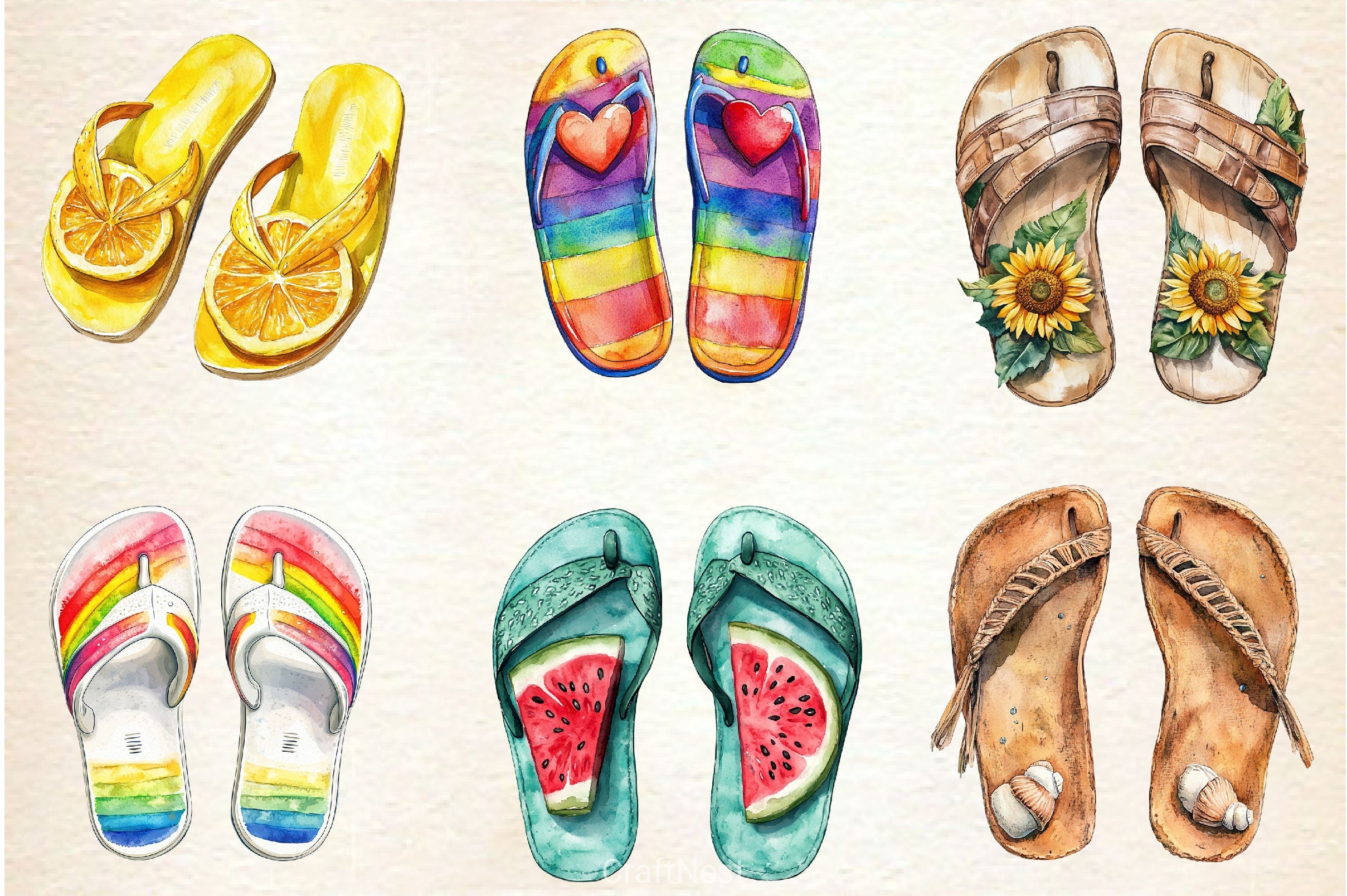 Summer Flip Flops Clipart Bundle 2 - CraftNest - Digital Crafting and Art