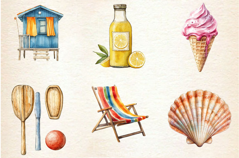 Vintage Summer Beach Clipart Bundle 4 - CraftNest - Digital Crafting and Art