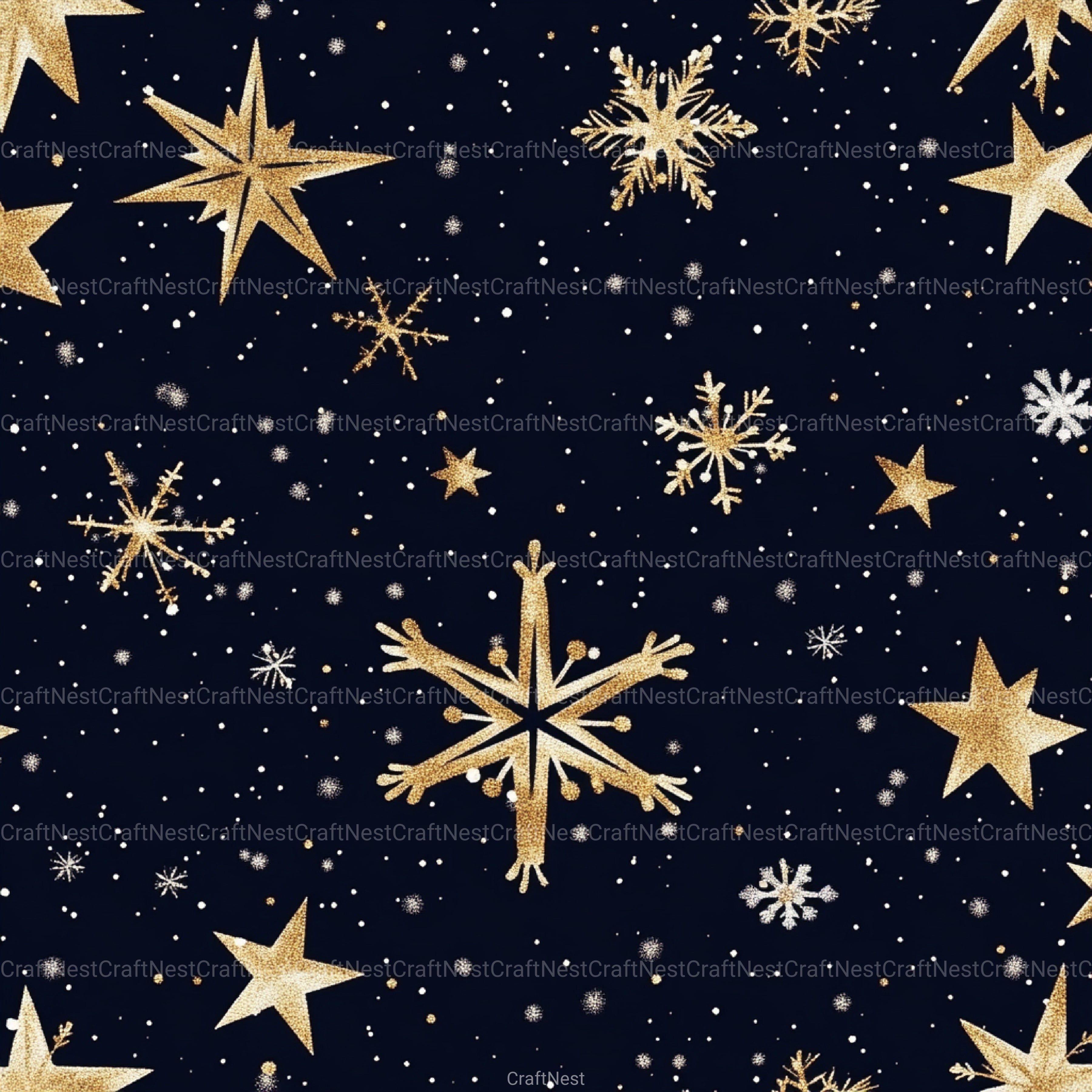 Stars & Snowflakes Winter Glitter Clipart Bundle - CraftNest - Digital Crafting and Art