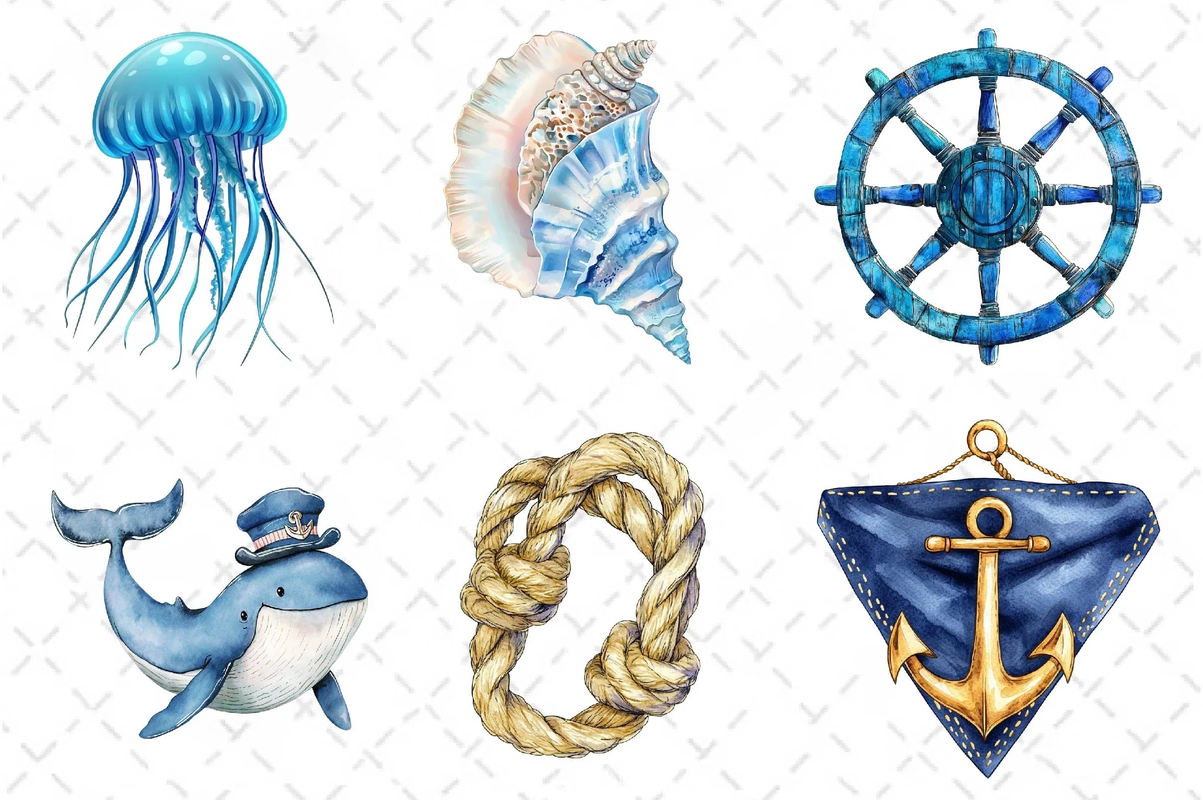 Blue Nautical Collection Clipart Bundle - CraftNest - Digital Crafting and Art