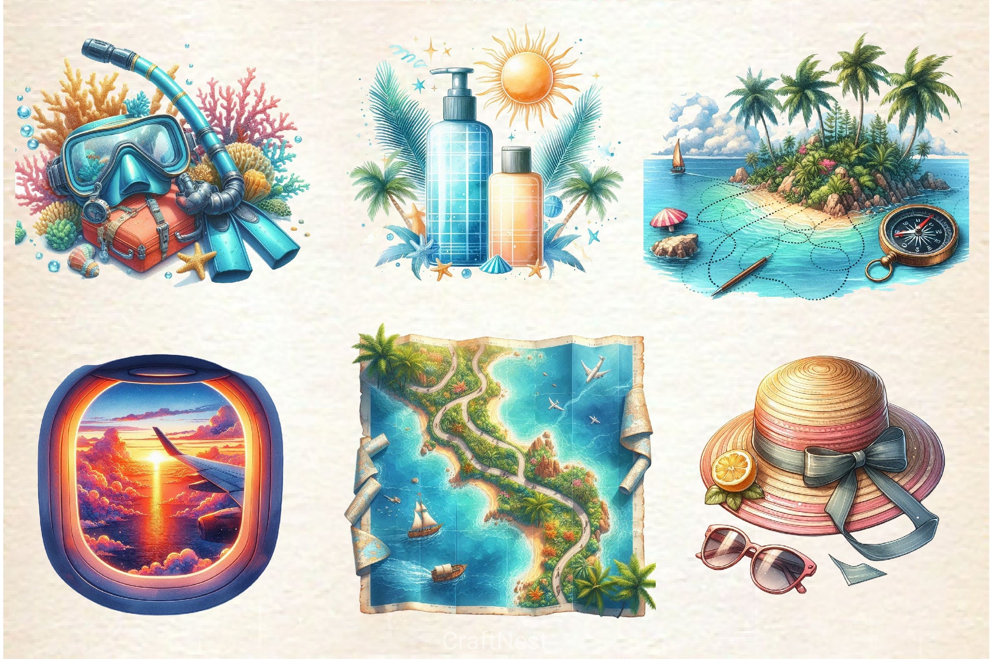 Vacation Summer Trip Clipart Bundle - CraftNest - Digital Crafting and Art