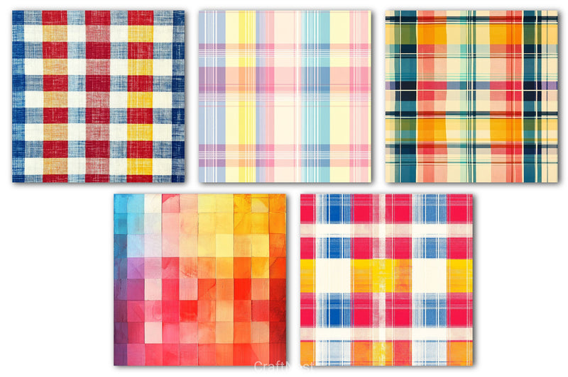 Colorful Plaid Digital Paper - CraftNest - Digital Crafting and Art