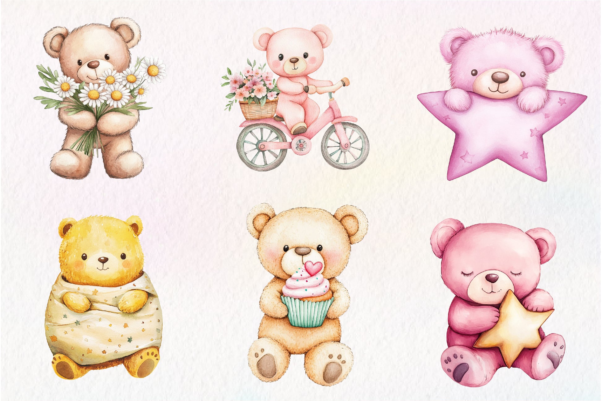 Pink Cute Blush Teddy Bear Clipart Bundle - CraftNest - Digital Crafting and Art