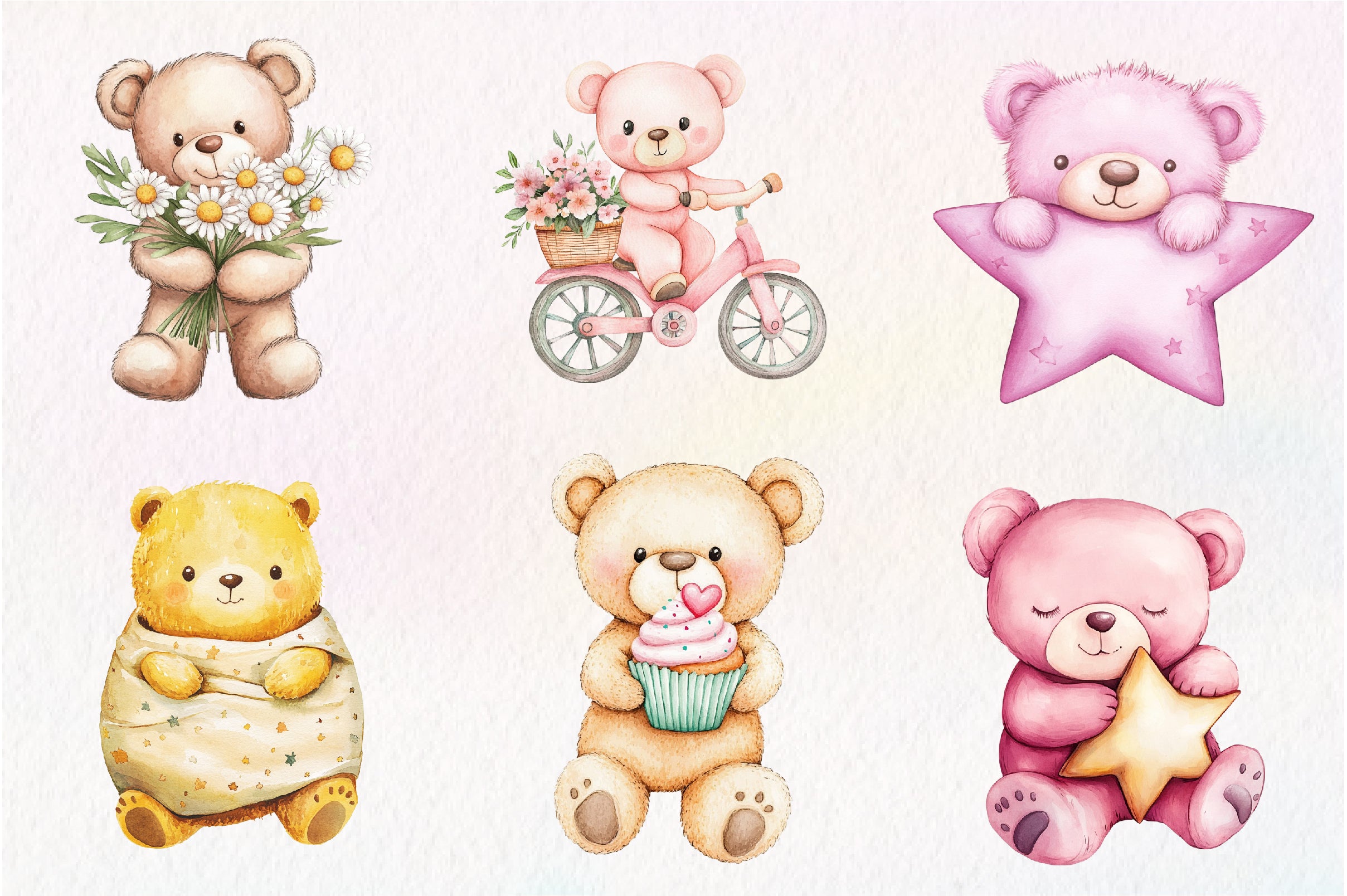 Pink Cute Blush Teddy Bear Clipart Bundle - CraftNest - Digital Crafting and Art