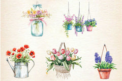 Spring Hanging Planters Clipart Bundle - CraftNest - Digital Crafting and Art
