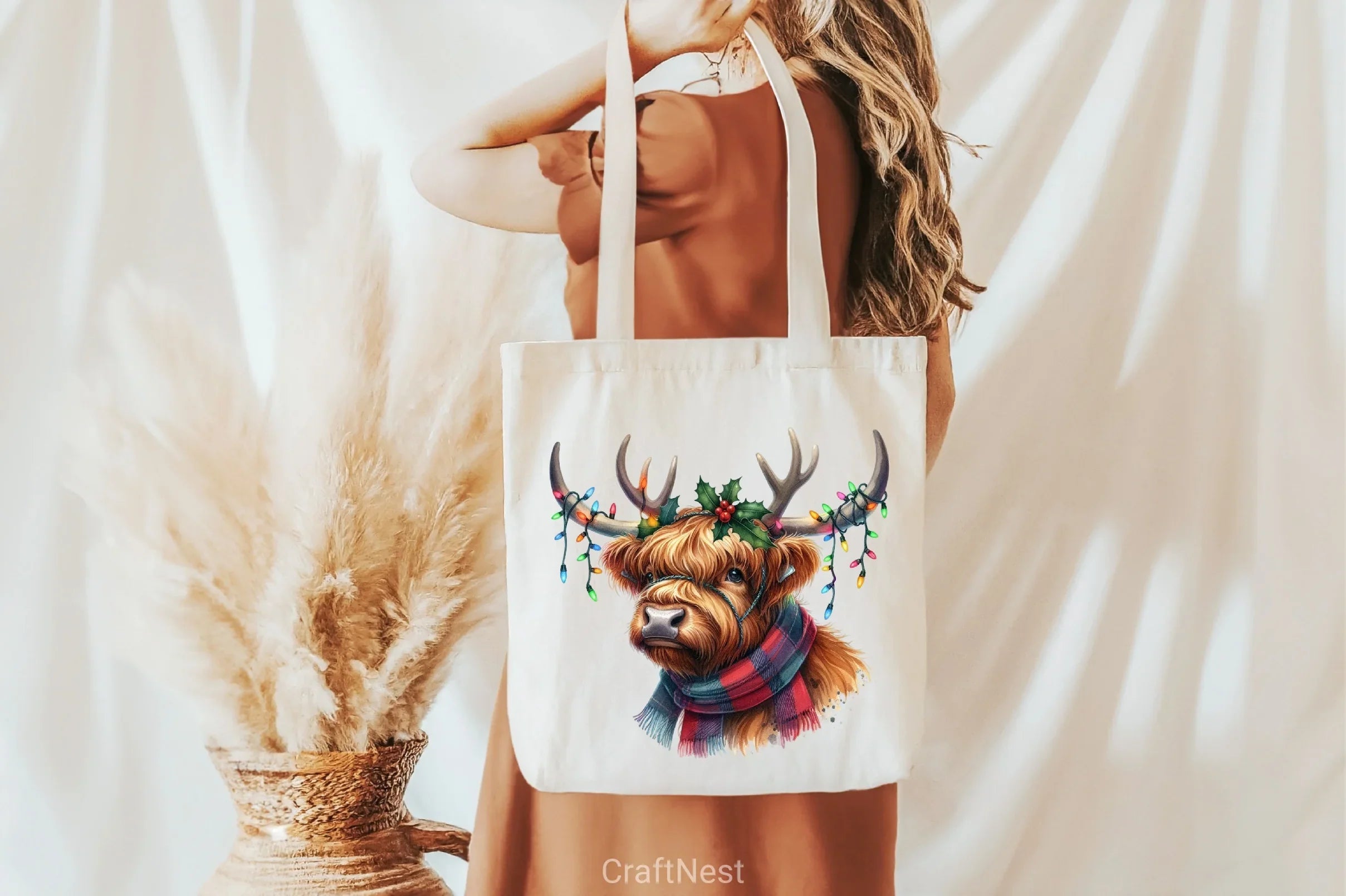 Cute Christmas Highland Cow Clipart Bundle - CraftNest - Digital Crafting and Art