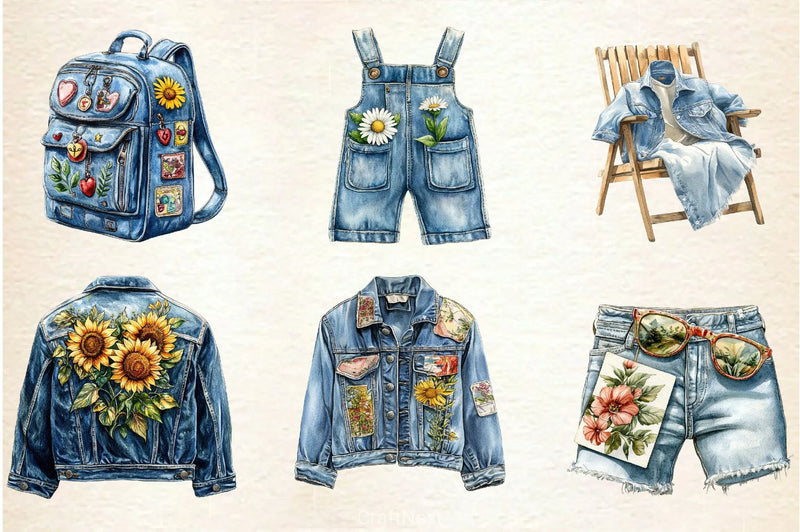 1990 Denim Summer Clipart Bundle 2 - CraftNest - Digital Crafting and Art
