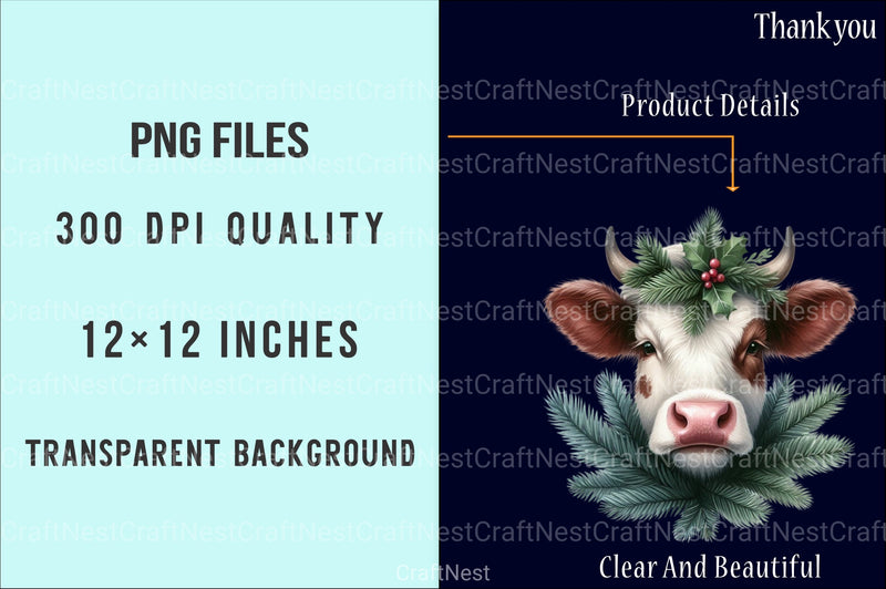 Christmas Highland Cow Clipart Bundle 20 - CraftNest - Digital Crafting and Art