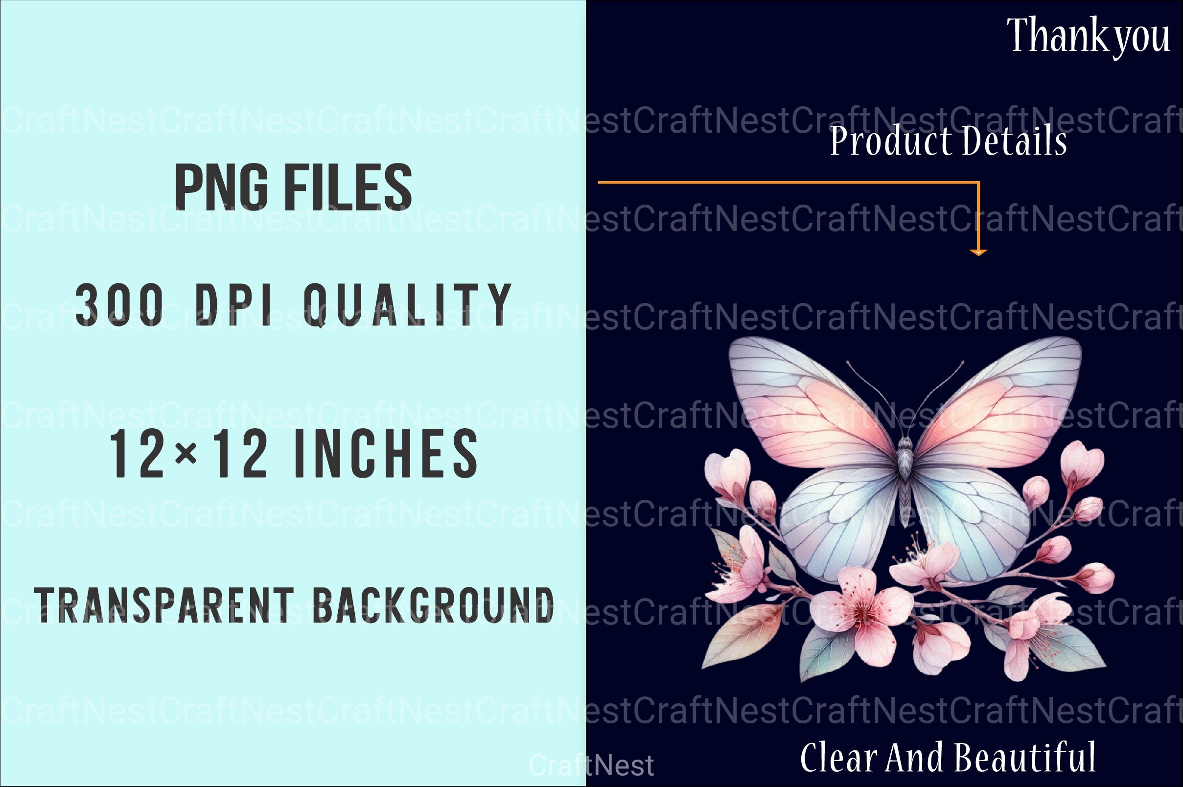 Floral Butterfly Clipart Bundle 56 - CraftNest - Digital Crafting and Art
