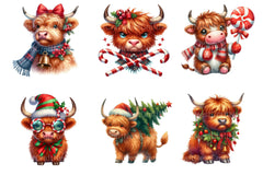 Christmas Highland Cow Clipart Bundle 77 - CraftNest - Digital Crafting and Art