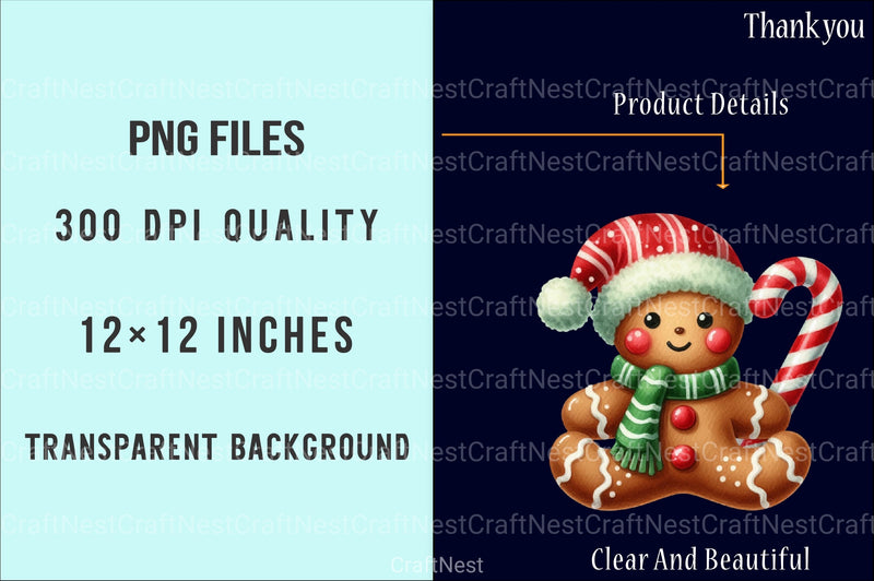 Gingerbread Man Festive Cookie Holiday Printables Christmas Clipart Bundle - CraftNest - Digital Crafting and Art