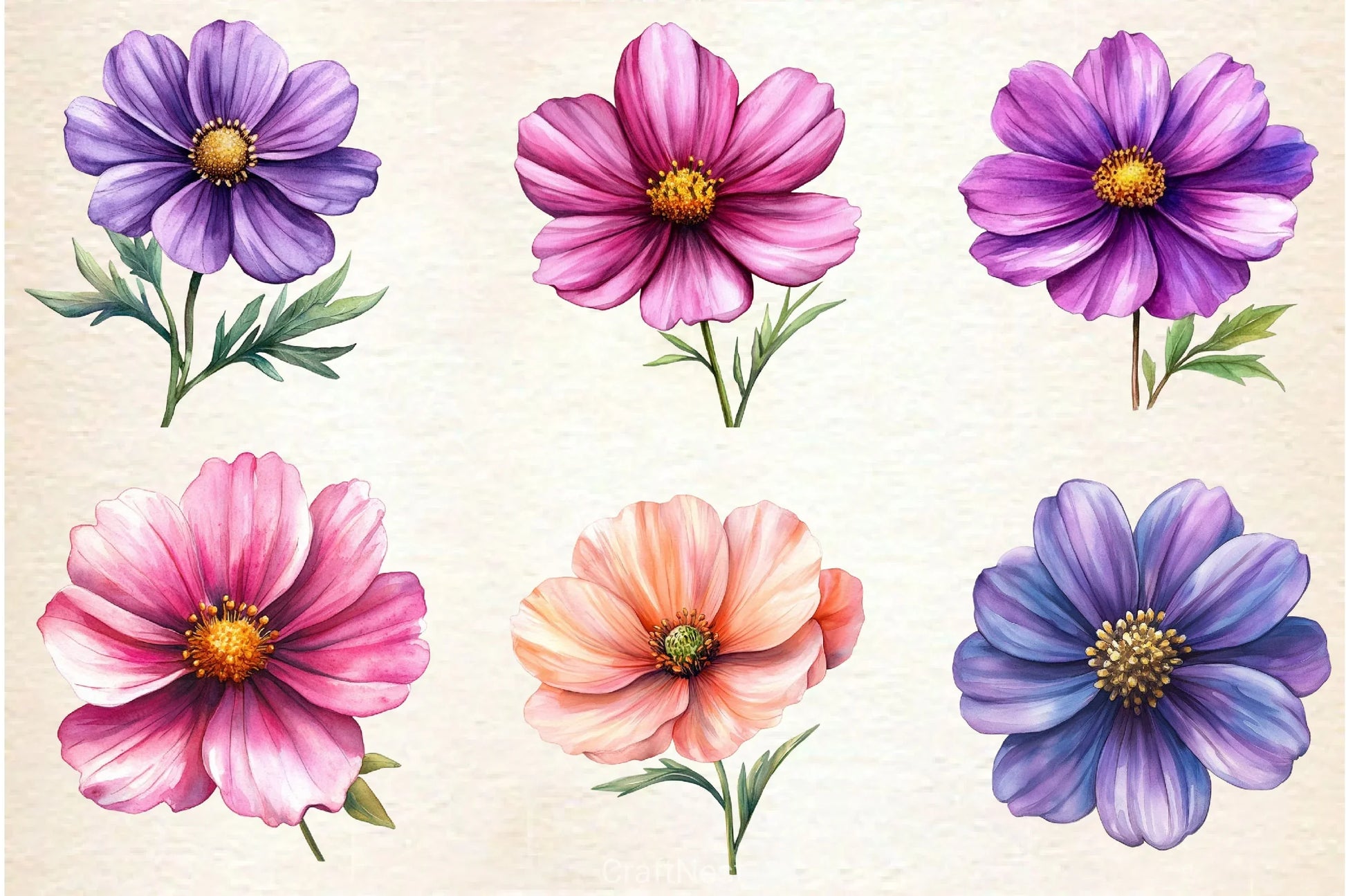 Cosmos Flower Bloom Clipart Bundle 2 - CraftNest - Digital Crafting and Art