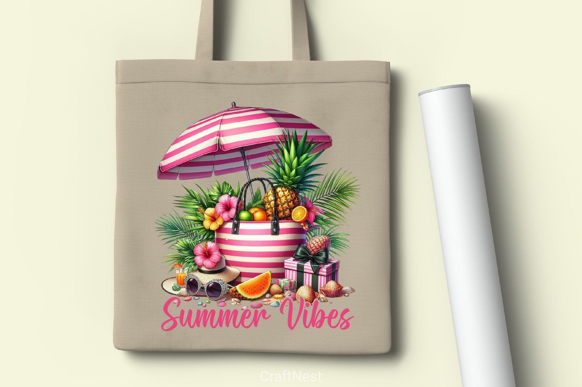 Summer Vibes Striped Beach Bag Clipart Bundle 4 - CraftNest - Digital Crafting and Art