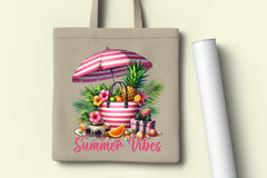 Summer Vibes Striped Beach Bag Clipart Bundle 4 - CraftNest - Digital Crafting and Art