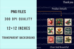 Vintage Christmas Stamps: Retro Santa, Snowman, Tree Clipart Bundle 98 - CraftNest - Digital Crafting and Art