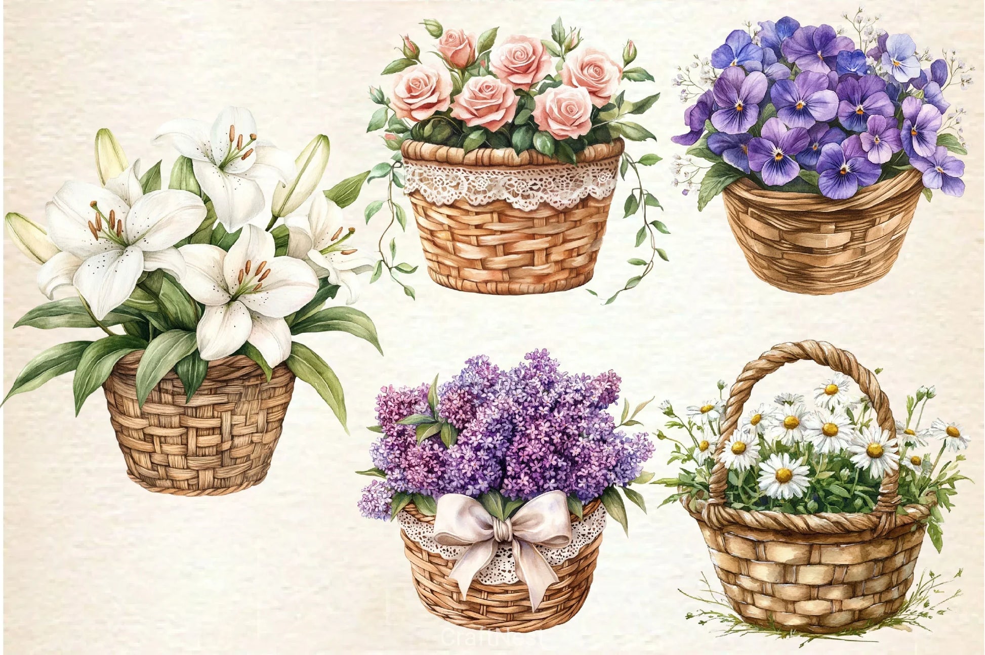 Spring Floral Baskets Clipart Bundle - CraftNest - Digital Crafting and Art