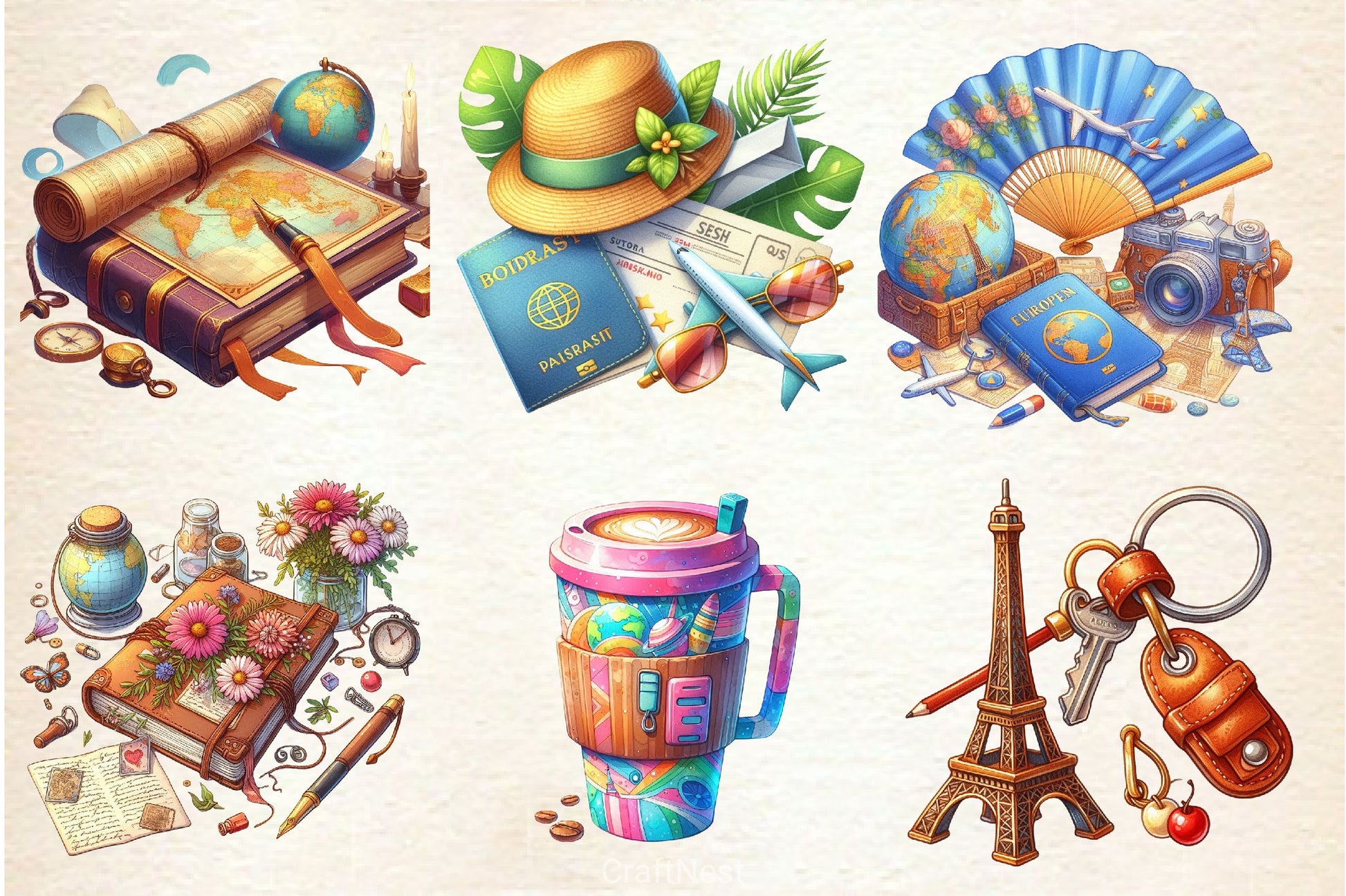 Vintage Travel Clipart Bundle 3 - CraftNest - Digital Crafting and Art