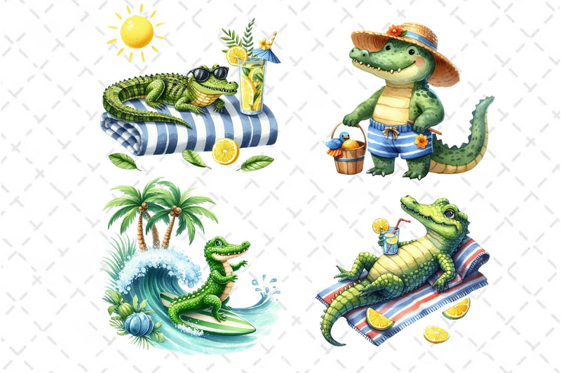 Summer Crocodile Clipart Bundle 2 - CraftNest - Digital Crafting and Art