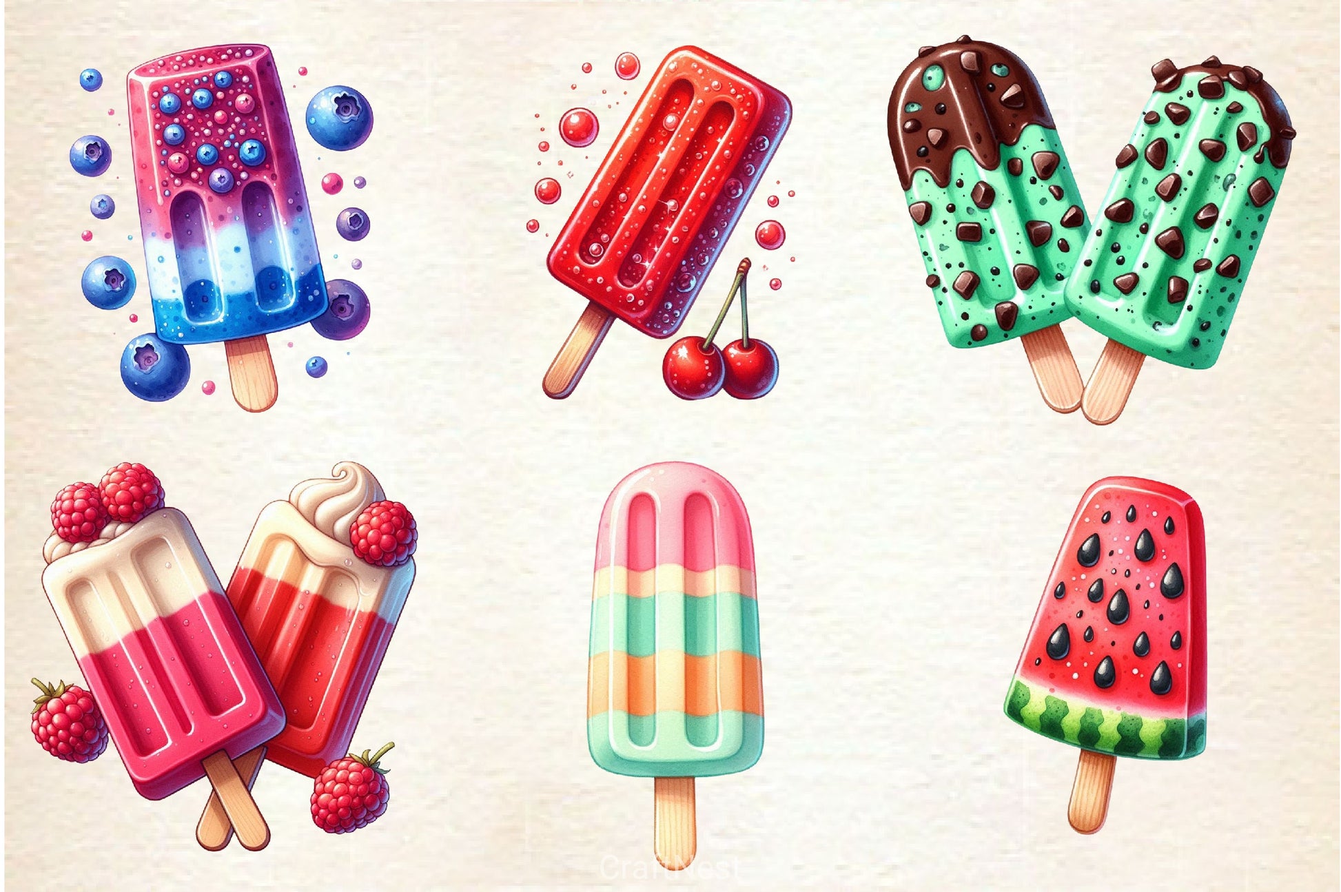 Popsicle Ice Cream For Summer Clipart Bundle - CraftNest - Digital Crafting and Art