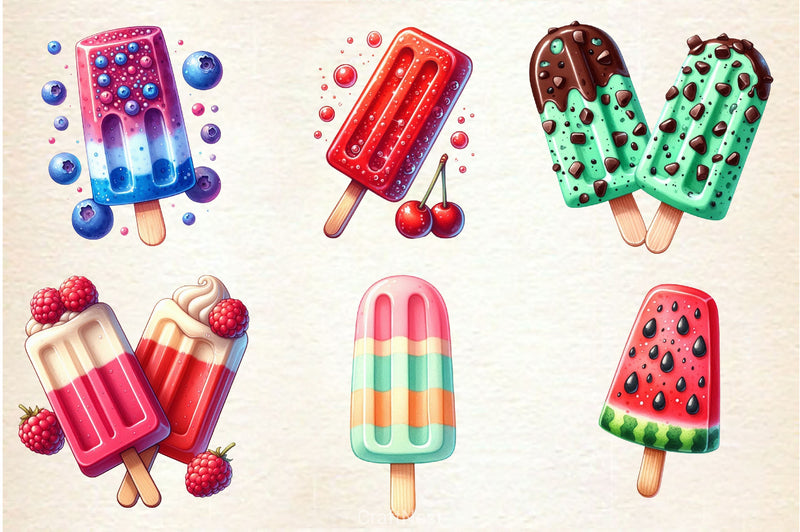 Popsicle Ice Cream For Summer Clipart Bundle - CraftNest - Digital Crafting and Art