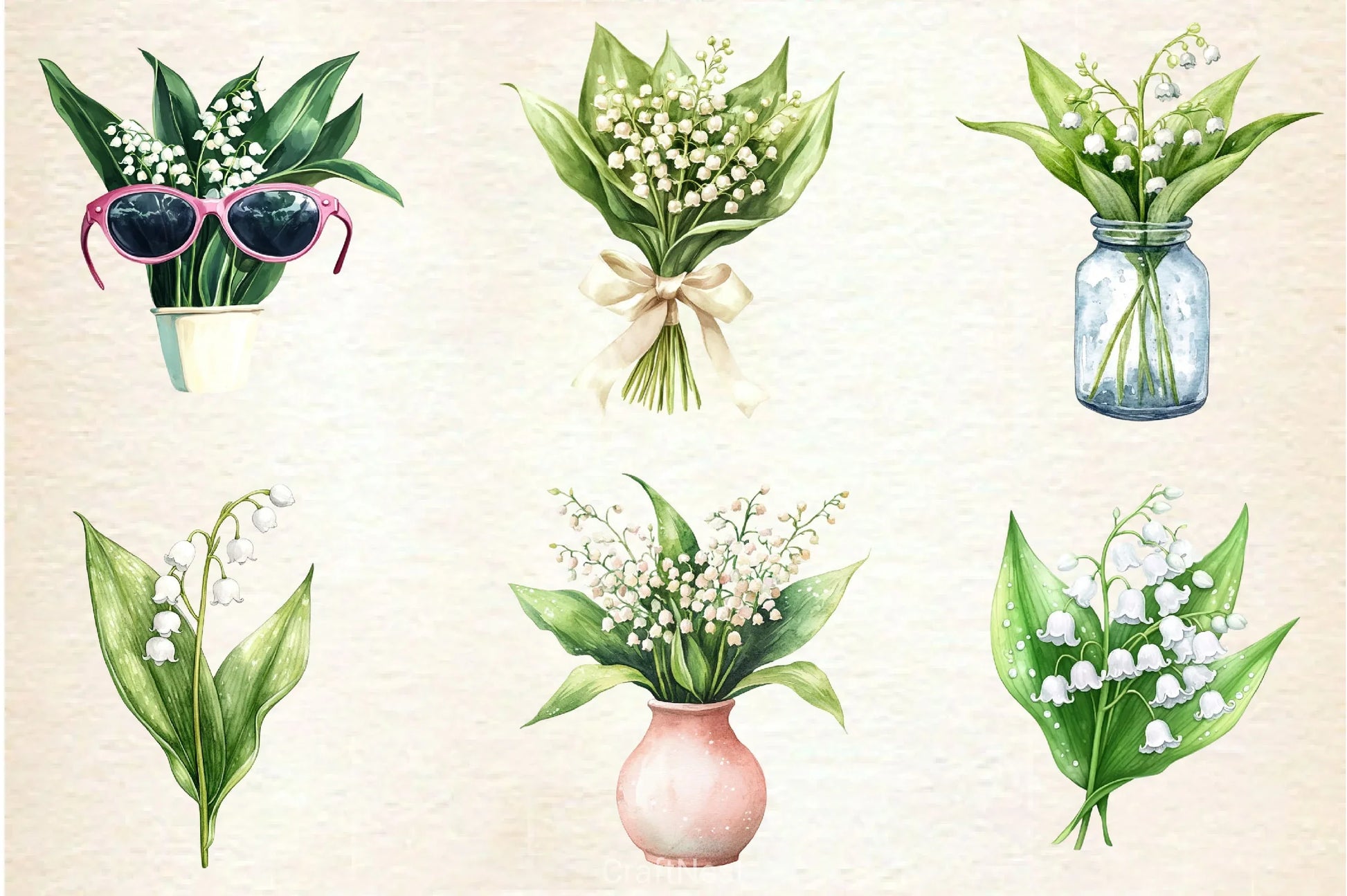 Summer Lily Of The Valley Flower Clipart Bundle - CraftNest - Digital Crafting and Art