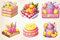 Pastel Pink Lemonade Summer Clipart Bundle - CraftNest - Digital Crafting and Art