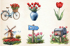 Amsterdam Summer Tulips Clipart Bundle 1 - CraftNest - Digital Crafting and Art