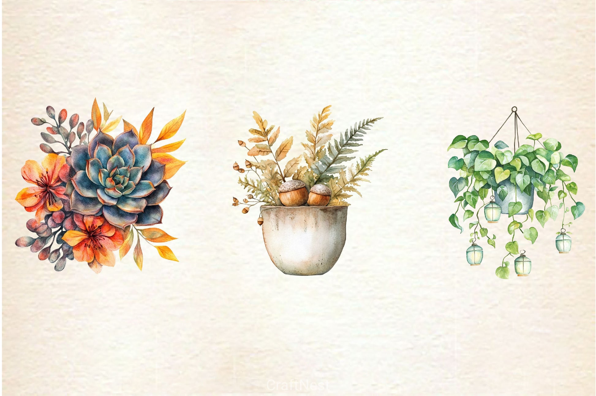 Positive Autumn Houseplant Clipart Bundle 3 - CraftNest - Digital Crafting and Art