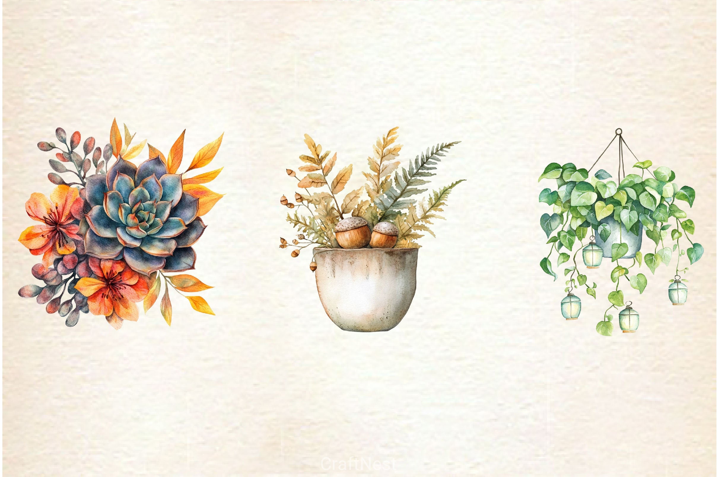 Positive Autumn Houseplant Clipart Bundle 3 - CraftNest - Digital Crafting and Art