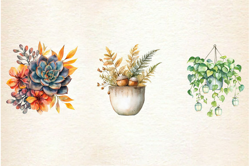 Positive Autumn Houseplant Clipart Bundle 3 - CraftNest - Digital Crafting and Art