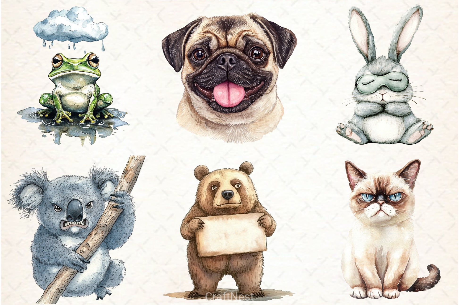 Grumpy Animals Clipart Bundle 4 - CraftNest - Digital Crafting and Art