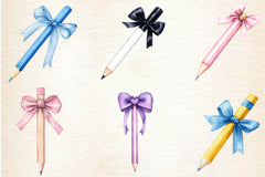 Coquette School Pencil Bow Clipart Bundle - CraftNest - Digital Crafting and Art