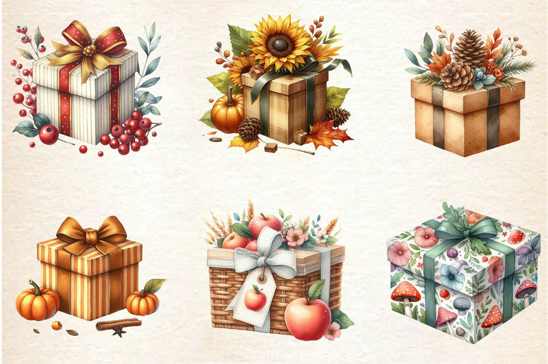 Autumn Gift Box Clipart Bundle - CraftNest - Digital Crafting and Art
