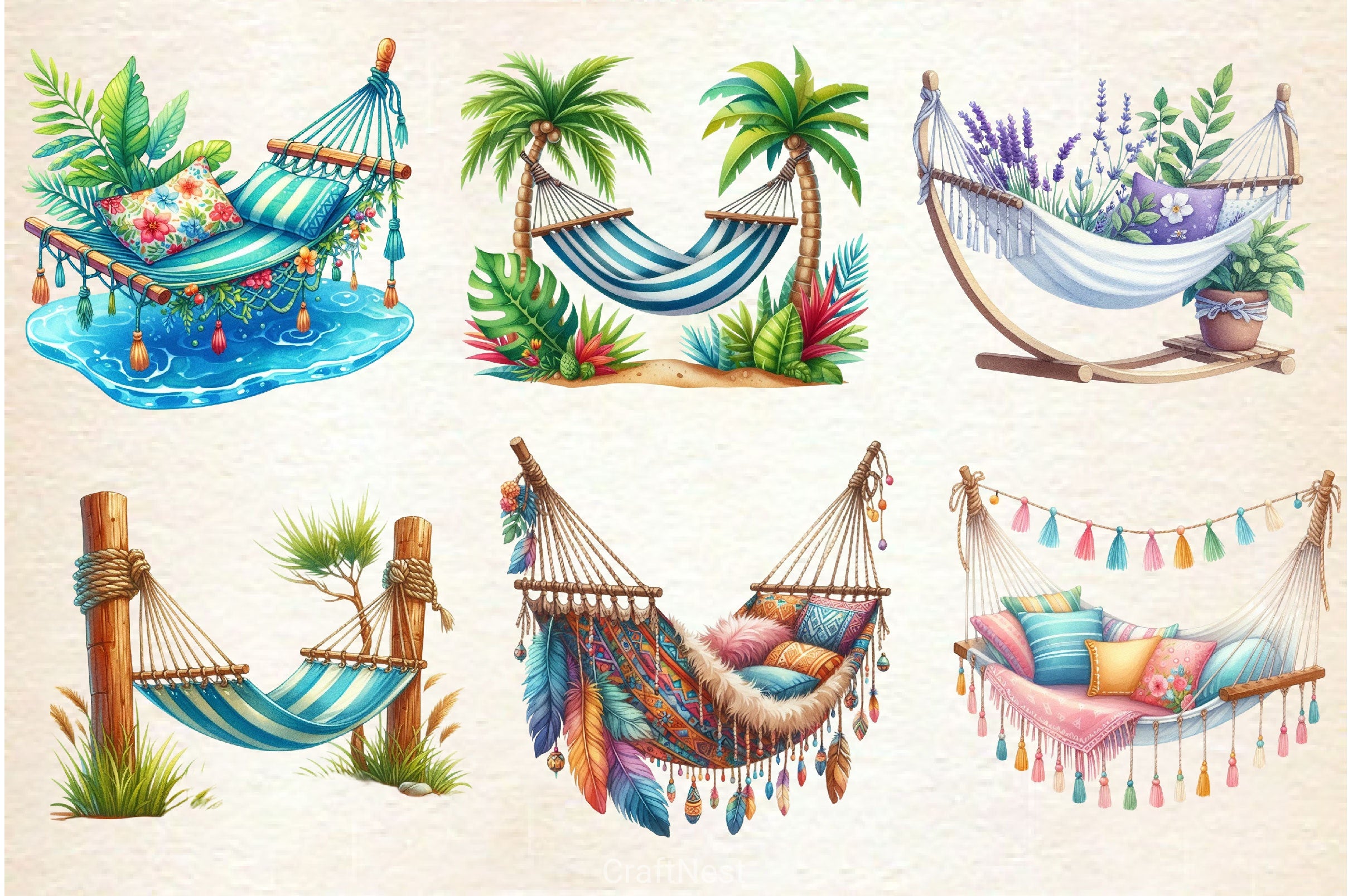 Summer Hammock Clipart Bundle - CraftNest - Digital Crafting and Art