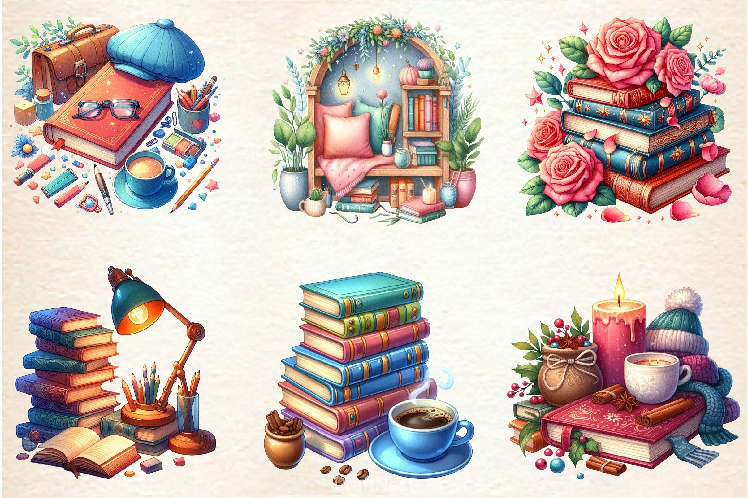 Reading Books Clipart Bundle 4 - CraftNest - Digital Crafting and Art