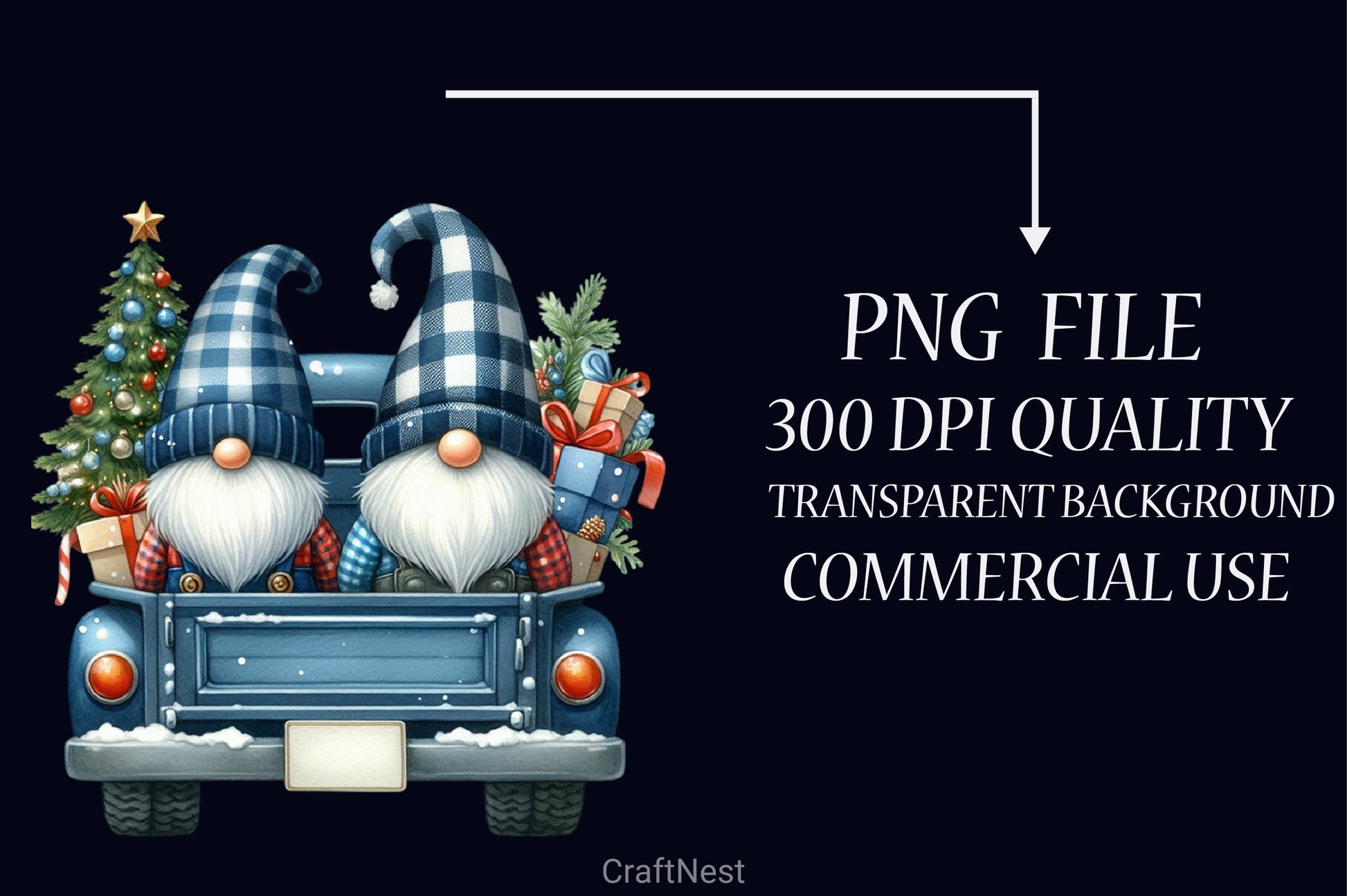Christmas Gnome & Truck Clipart Bundle 2 - CraftNest - Digital Crafting and Art