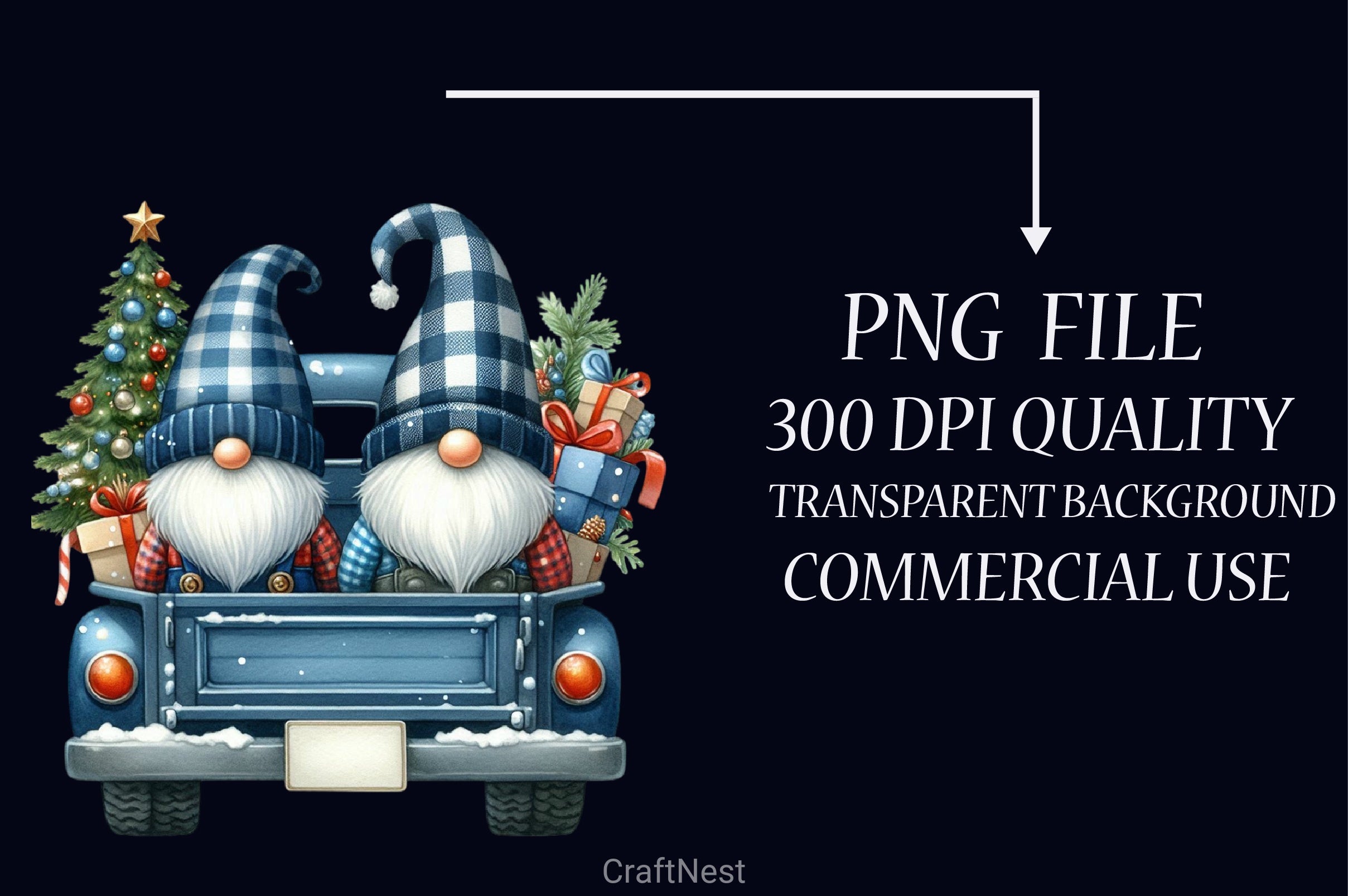 Christmas Gnome & Truck Clipart Bundle 2 - CraftNest - Digital Crafting and Art
