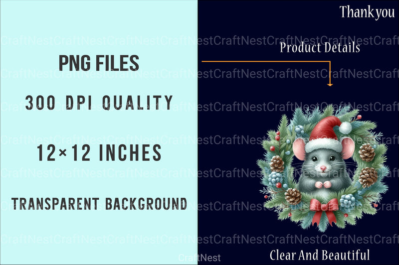 Christmas Mouse Clipart Bundle 11 - CraftNest - Digital Crafting and Art