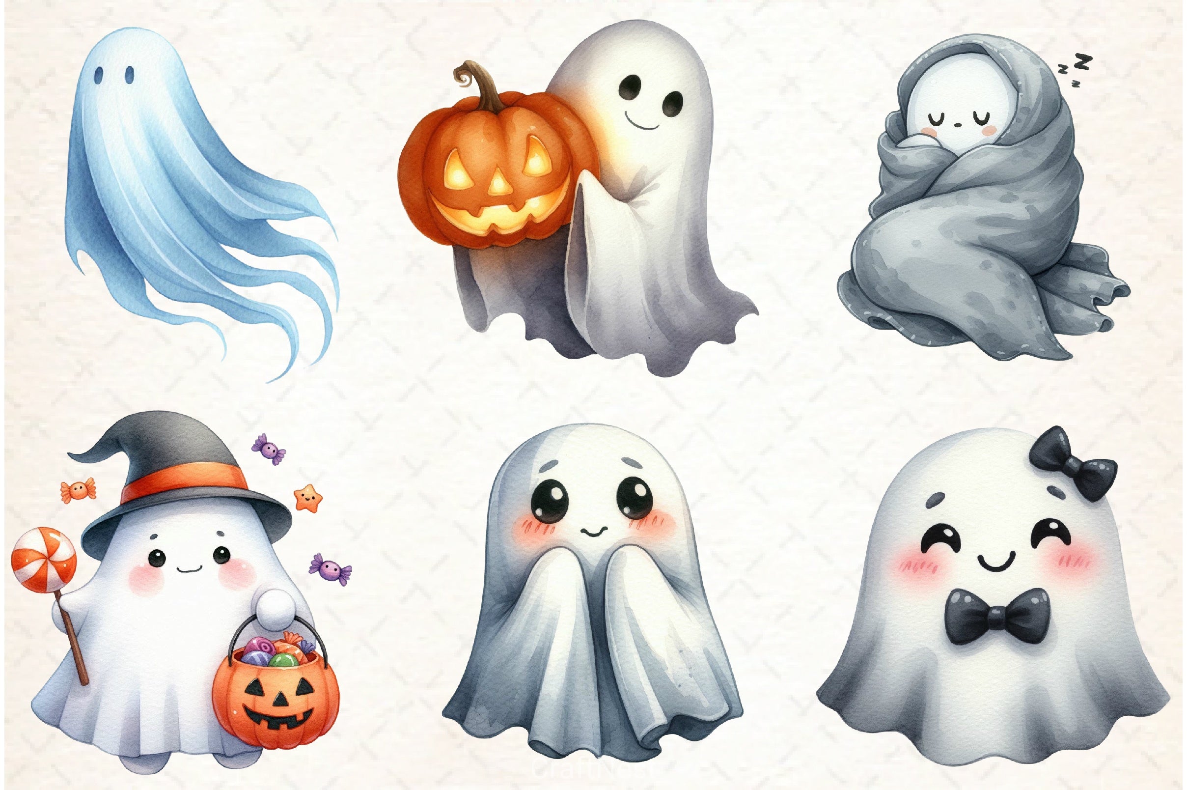 Cute Ghost Clipart Bundle - CraftNest - Digital Crafting and Art