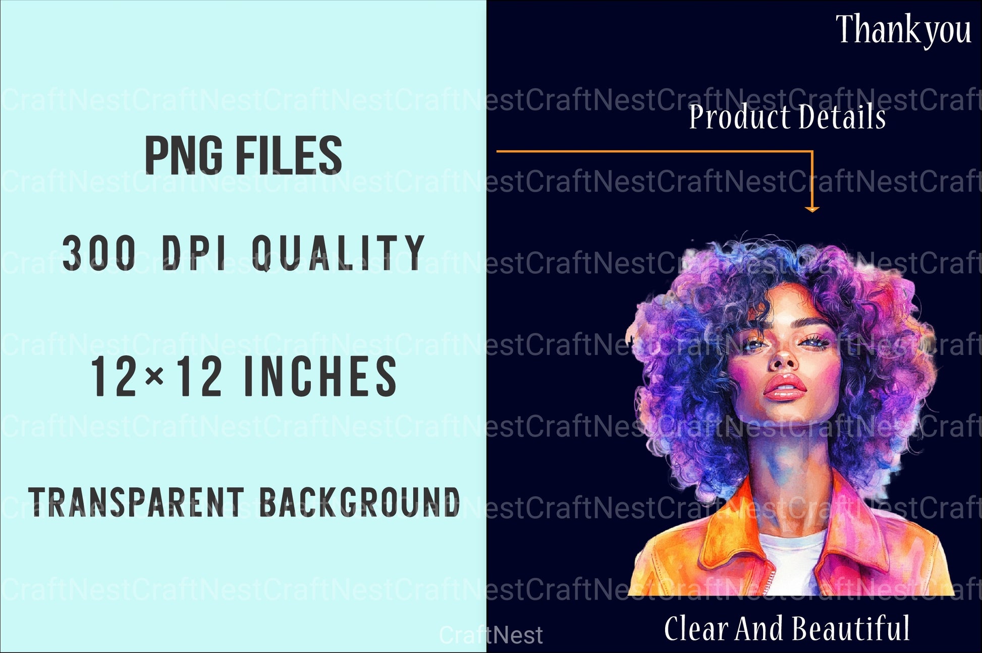 1980s Curly Hair Woman Clipart Bundle - CraftNest - Digital Crafting and Art