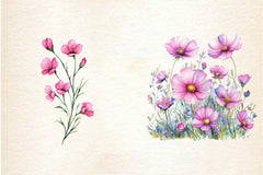 Pink Summer Meadow Clipart Bundle 2 - CraftNest - Digital Crafting and Art