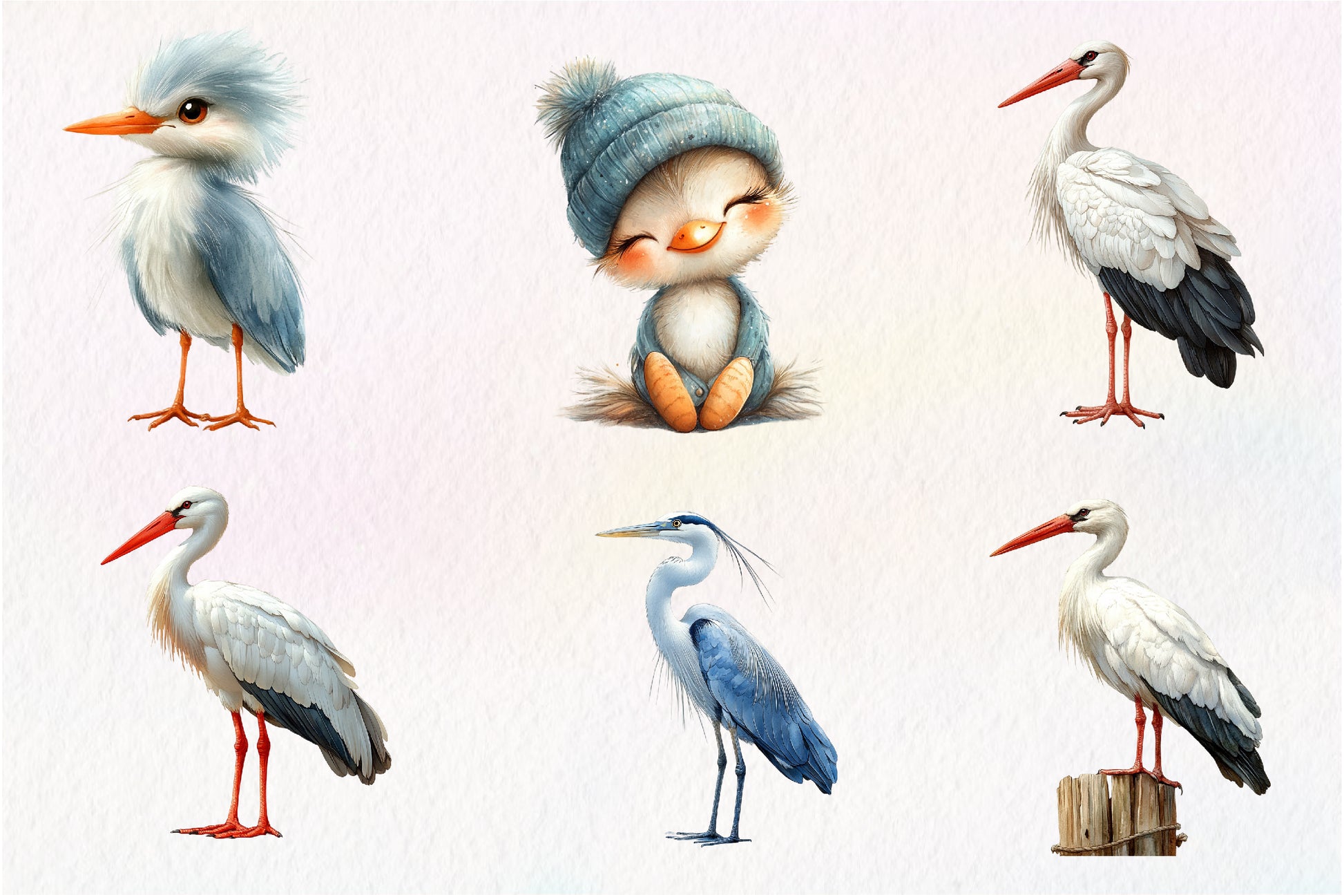 White Stork Heron Clipart Bundle - CraftNest - Digital Crafting and Art