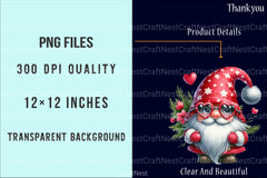 Christmas Gnomes Clipart Bundle: Red & White Festive Fun - CraftNest - Digital Crafting and Art