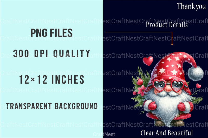 Christmas Gnomes Clipart Bundle: Red & White Festive Fun - CraftNest - Digital Crafting and Art