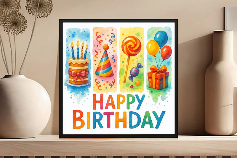 Happy Birthday Brushstroke Design Clipart Bundle - CraftNest - Digital Crafting and Art
