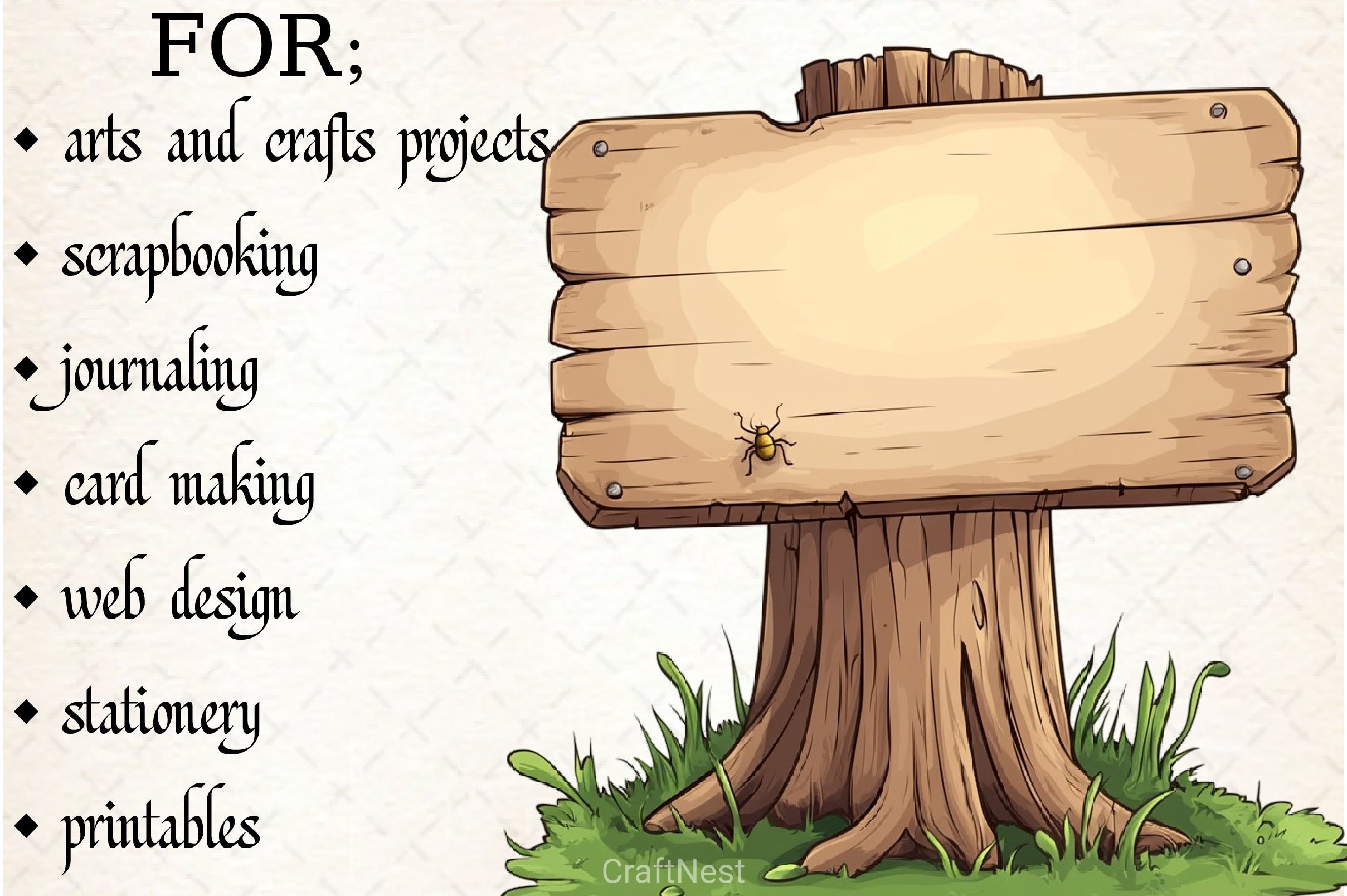 Wooden Sign Clipart Bundle 2 - CraftNest - Digital Crafting and Art