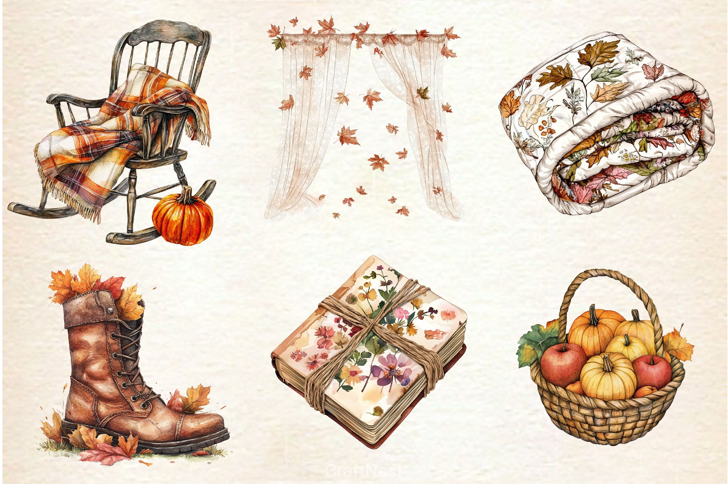 Victorian Cottagecore Fall Clipart Bundle 2 - CraftNest - Digital Crafting and Art