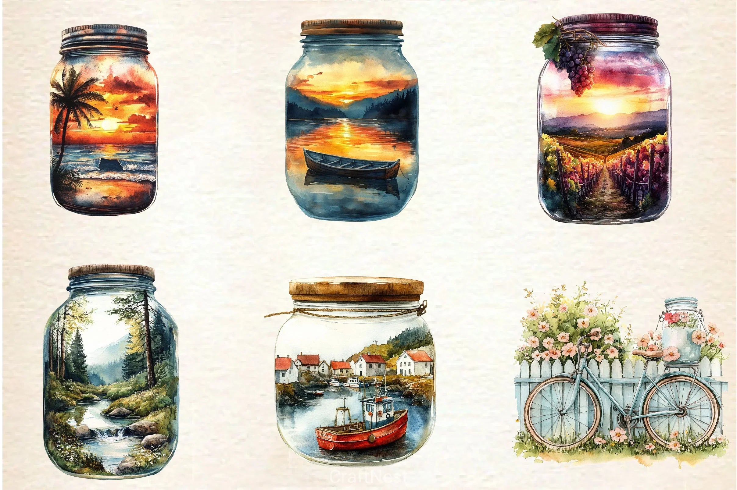 Summer View In Jar Clipart Bundle - CraftNest - Digital Crafting and Art