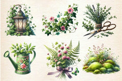 Spring Green Garden Clipart Bundle - CraftNest - Digital Crafting and Art