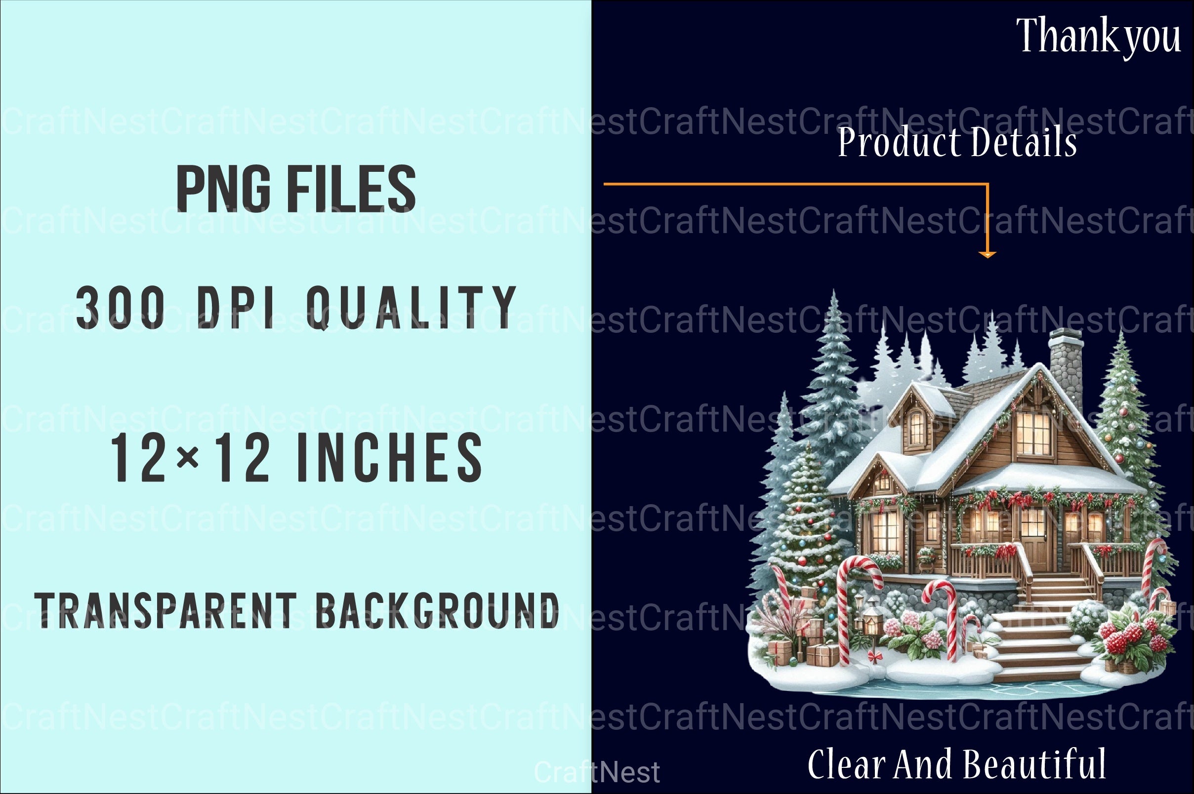 Whimsical Christmas Houses Clipart Bundle - CraftNest - Digital Crafting and Art